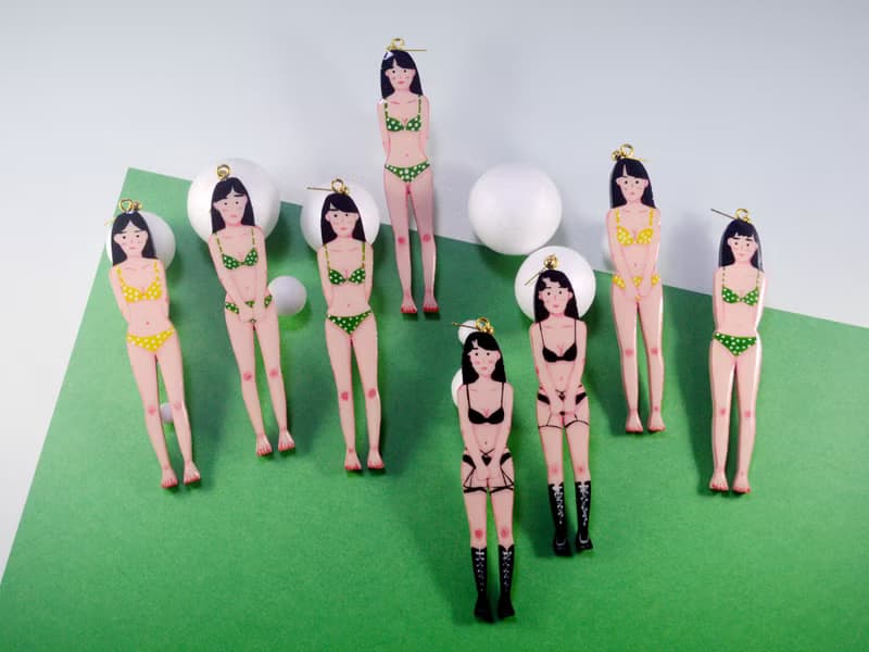 PoleDancers 鋼管舞女郎 少女人型長款耳飾  手繪木製