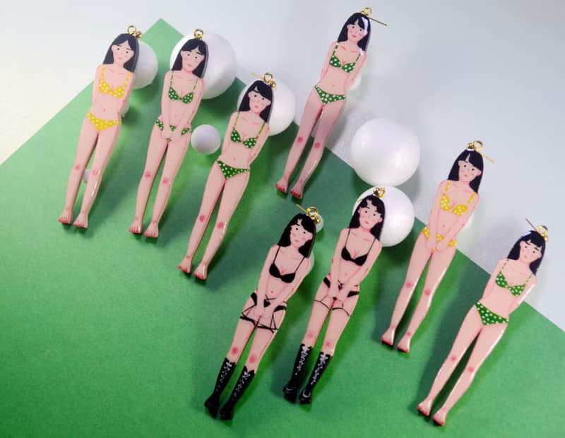 PoleDancers 鋼管舞女郎 少女人型長款耳飾  手繪木製