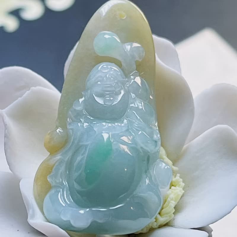 三彩翡翠彌勒佛項鍊 | 天然緬甸玉A貨翡翠 | 送禮