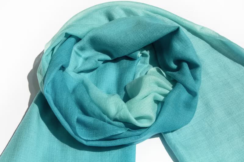 喀什米爾Cashmere/羊絨圍巾/純羊毛圍巾披巾/戒指絨披肩-藍色漸層