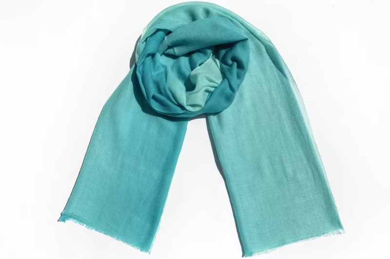 喀什米爾Cashmere/羊絨圍巾/純羊毛圍巾披巾/戒指絨披肩-藍色漸層