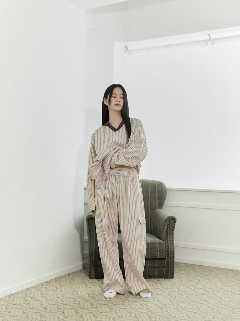 UNISEX CARGO STRIPE PAJAMA SET (PINK)