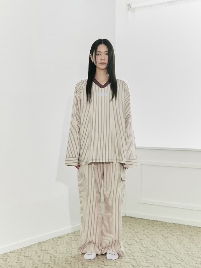 UNISEX CARGO STRIPE PAJAMA SET (PINK)