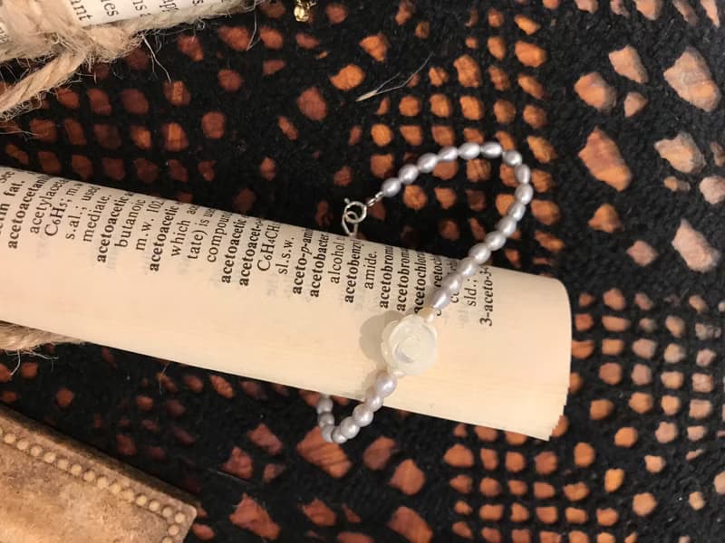 米粒珍珠/貝殼花/純銀手鍊