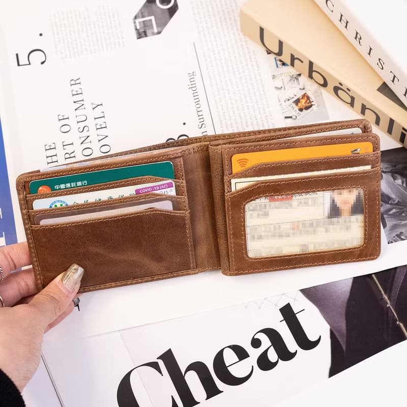 【24hr快速出貨】真皮三折男用簡約短夾-075124 三色 母錢包 短夾