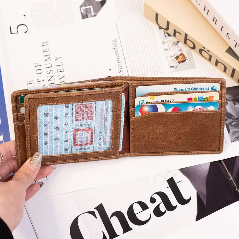 【24hr快速出貨】真皮三折男用簡約短夾-075124 三色 母錢包 短夾