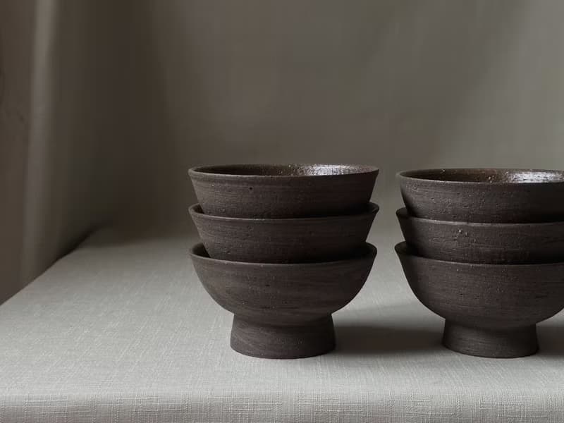 黑土絞胎小缽 單面釉