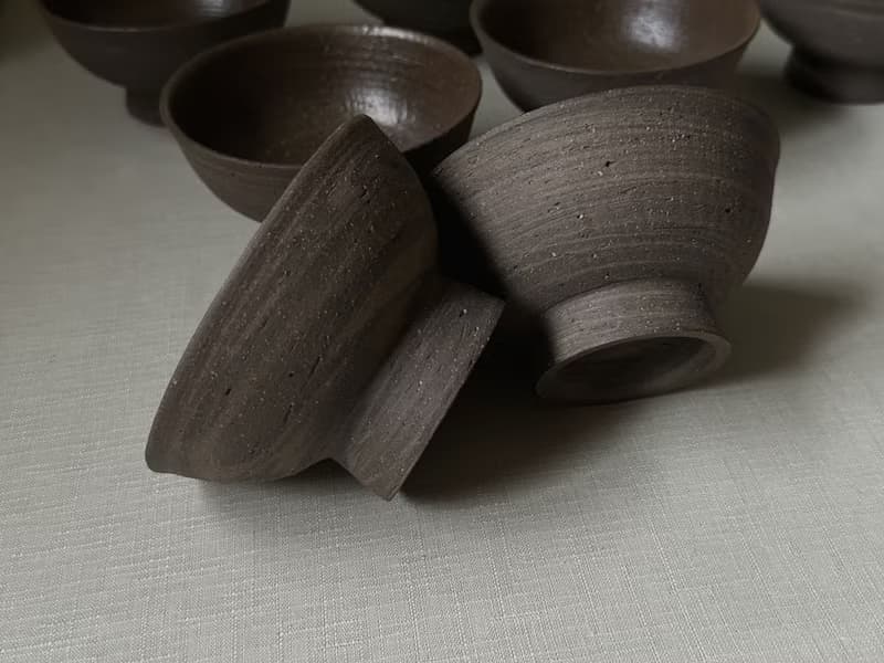 黑土絞胎小缽 單面釉