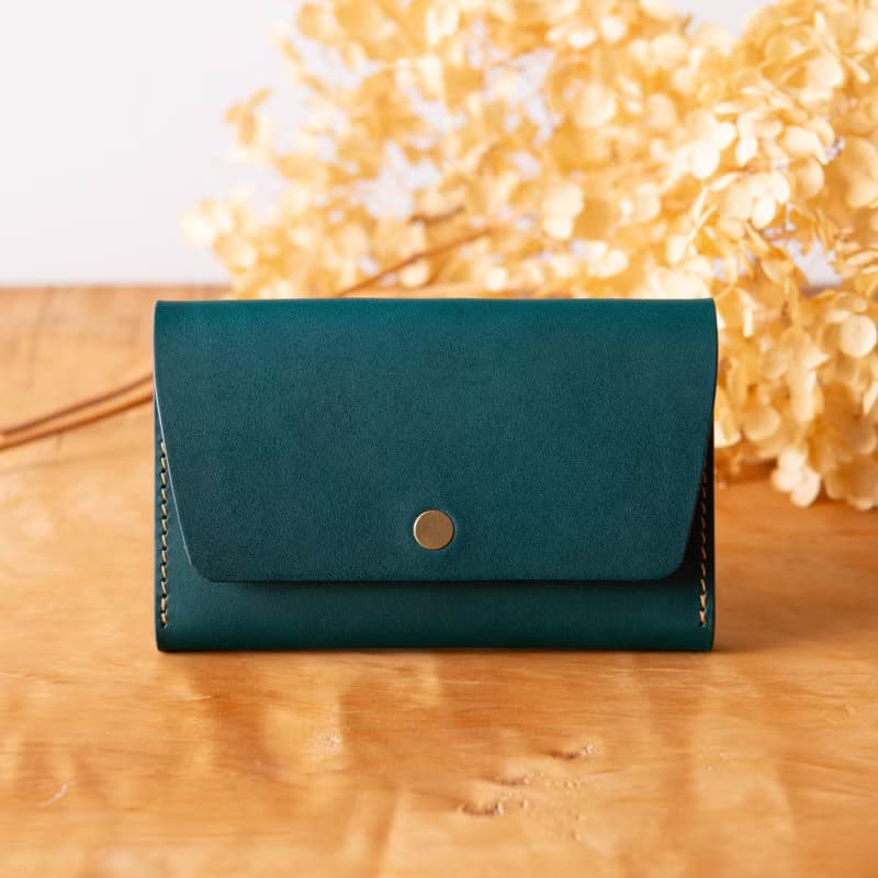 シンプルなマチつきカードケース 名刺入れ　Patan-card マチつき #PeacockBlue【入学祝】【就職祝】【カスタム可能なギフト】