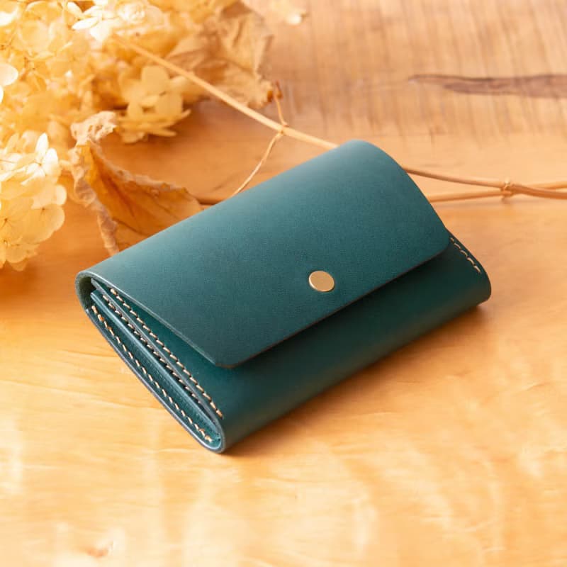 シンプルなマチつきカードケース 名刺入れ　Patan-card マチつき #PeacockBlue【入学祝】【就職祝】【カスタム可能なギフト】