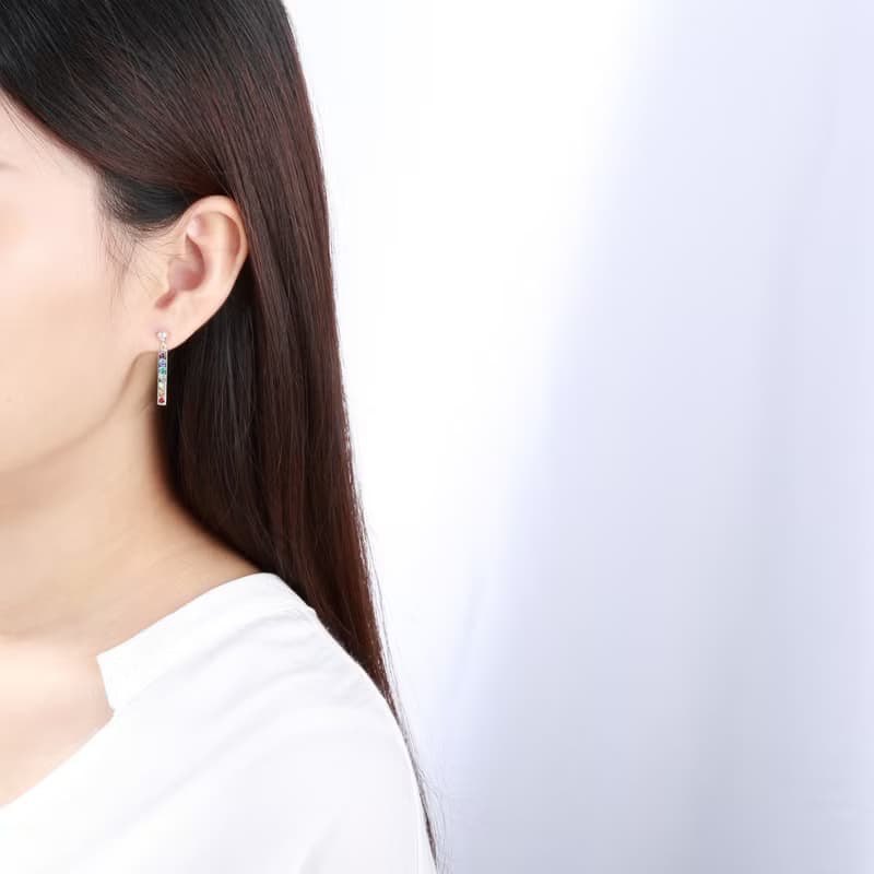 【Angel & Me】彩虹 能量 七脈輪 s925 純銀 彩鑽 耳環 耳夾 禮物