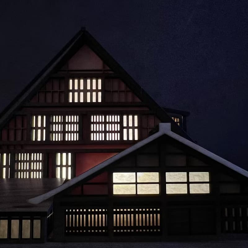 【木屋小夜燈-和田家】床頭燈/桌面擺件/合掌村/原創設計/USB/LED