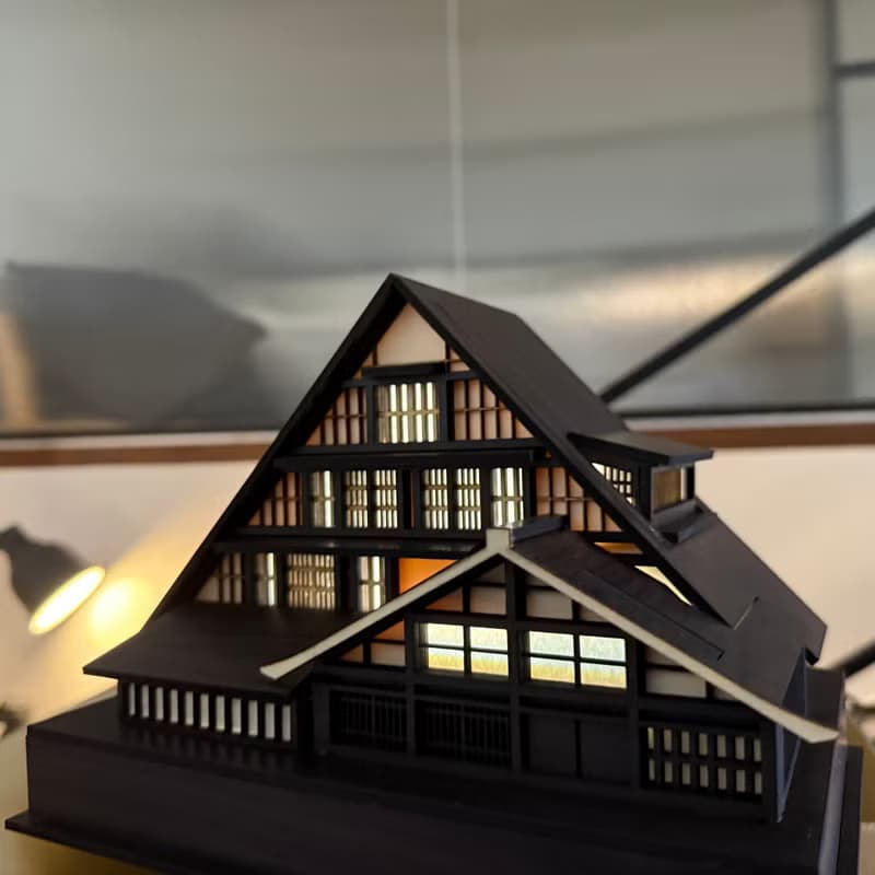 【木屋小夜燈-和田家】床頭燈/桌面擺件/合掌村/原創設計/USB/LED