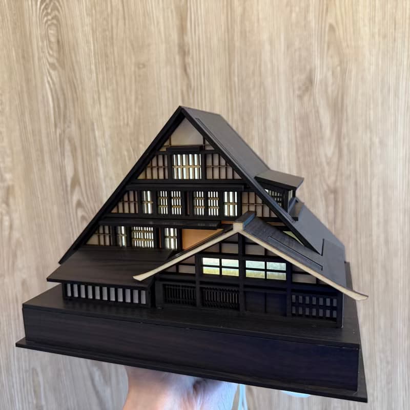 【木屋小夜燈-和田家】床頭燈/桌面擺件/合掌村/原創設計/USB/LED