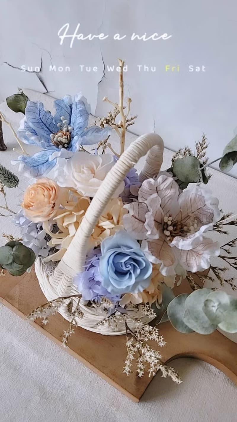 海藏設計│甦醒。清新藍永生花花藍 開幕 祝賀花禮