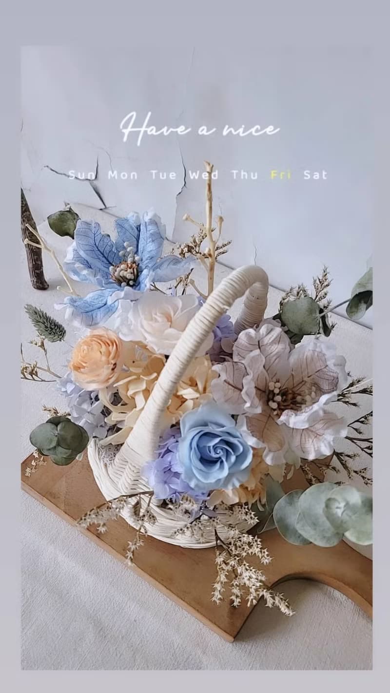 海藏設計│甦醒。清新藍永生花花藍 開幕 祝賀花禮