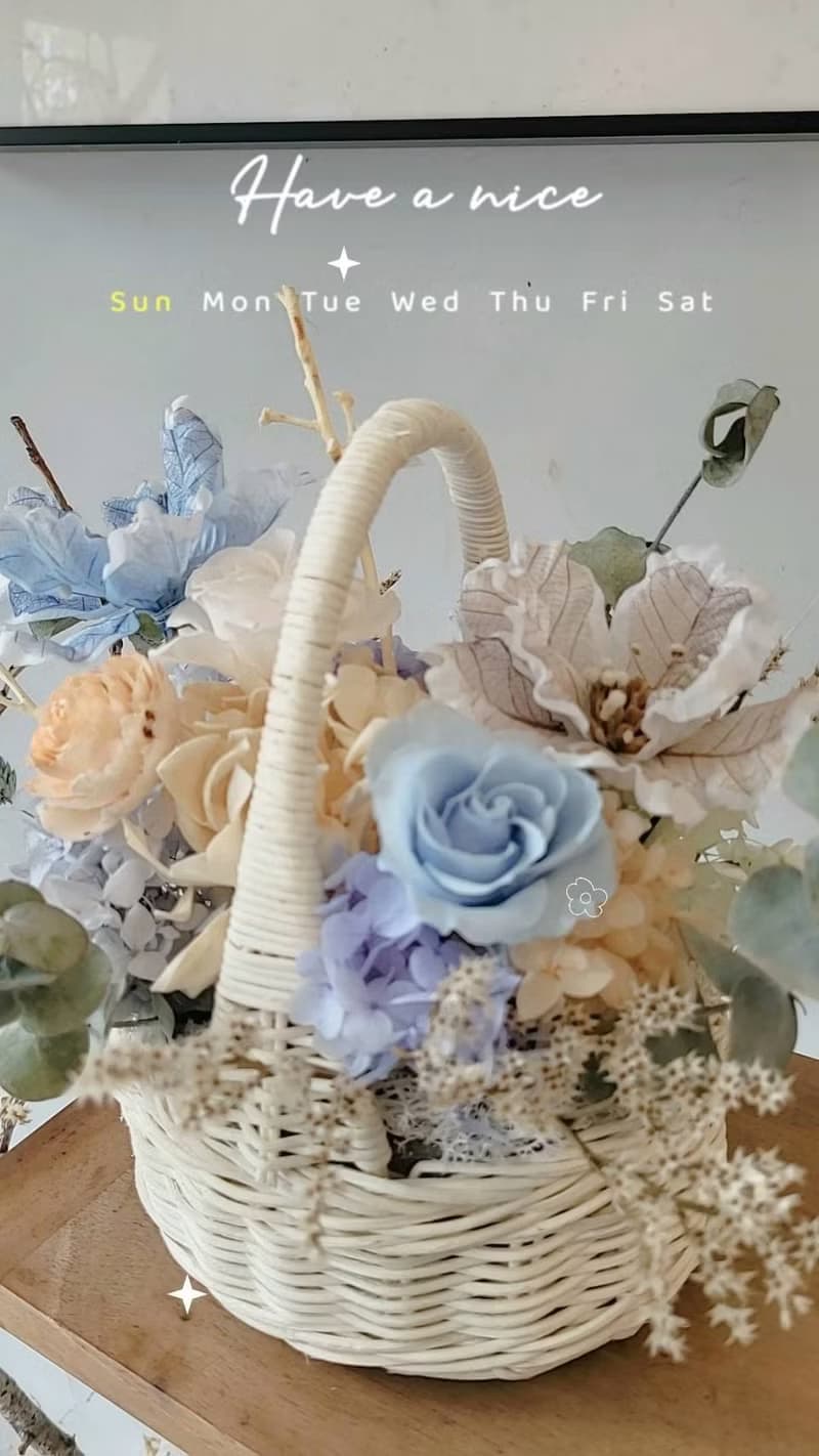 海藏設計│甦醒。清新藍永生花花藍 開幕 祝賀花禮