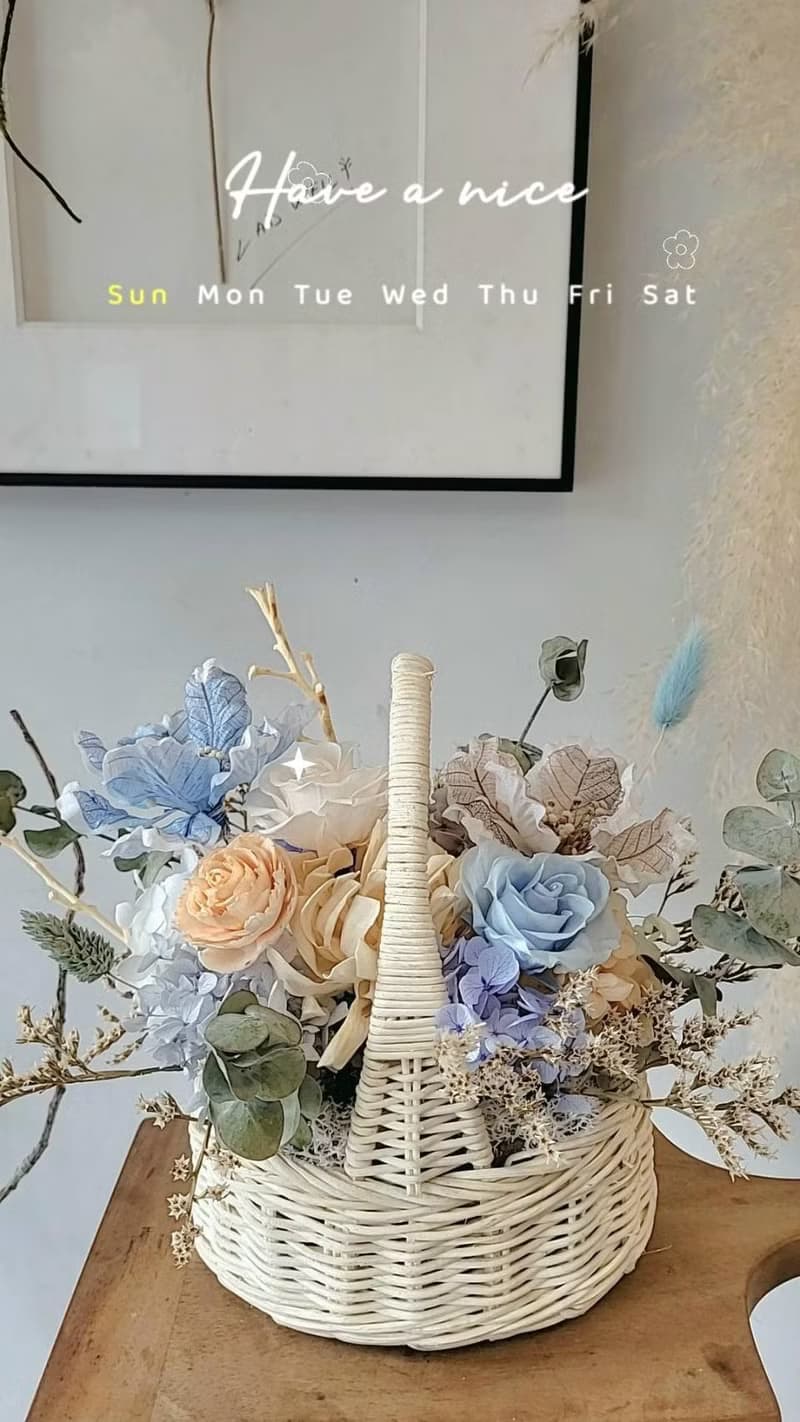 海藏設計│甦醒。清新藍永生花花藍 開幕 祝賀花禮