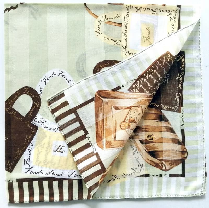 Fendi Vintage Scarf with Women Hand Bag Print 23 x 22.5 inches