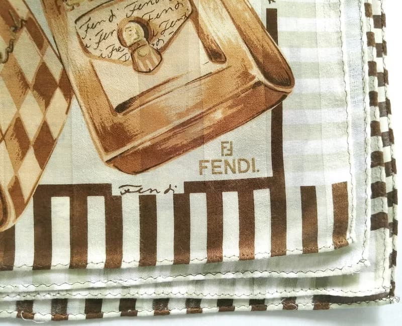 Fendi Vintage Scarf with Women Hand Bag Print 23 x 22.5 inches