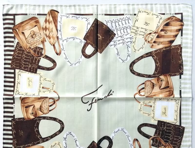 Fendi Vintage Scarf with Women Hand Bag Print 23 x 22.5 inches
