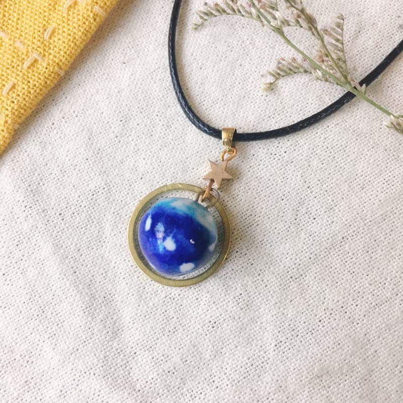 【擴香項鍊】香水精油項鍊-藍莓馬卡龍|手作陶藝