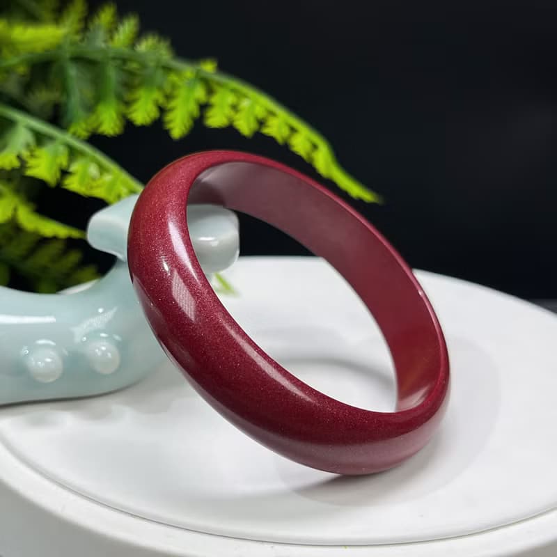 優質 紫金砂朱砂手鐲 57MM 素雅寬版辰砂手環 本命年保平安時尚女