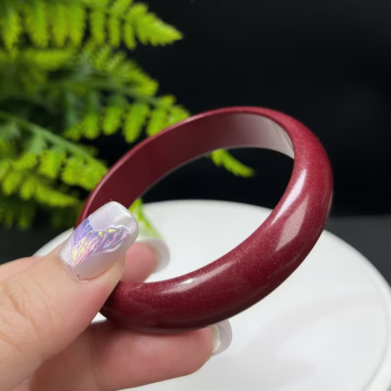 優質 紫金砂朱砂手鐲 57MM 素雅寬版辰砂手環 本命年保平安時尚女