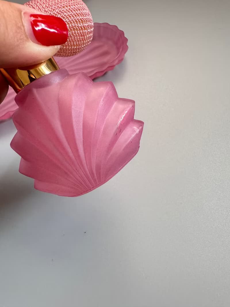 金銀寶貝 台灣製粉紅色貝殼香水罐托盤套組 少見款