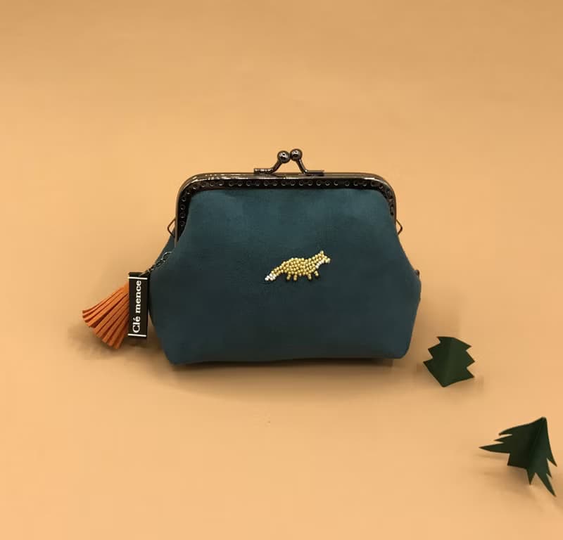 小狐狸 口金包 零錢包 縫珠零錢包