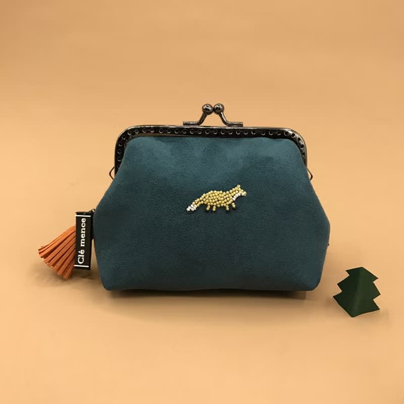 小狐狸 口金包 零錢包 縫珠零錢包