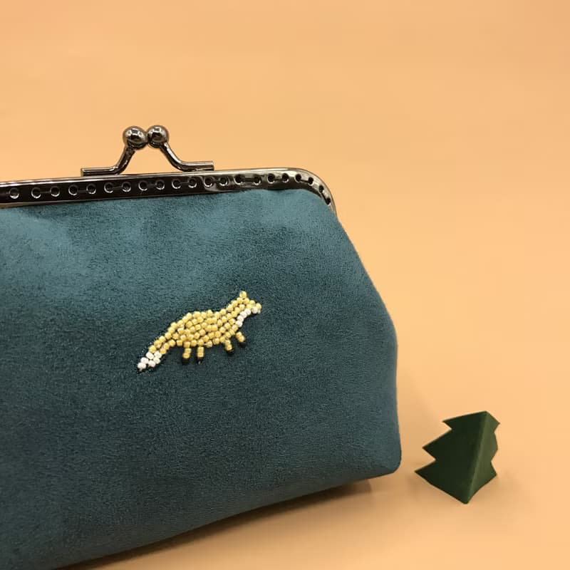 小狐狸 口金包 零錢包 縫珠零錢包