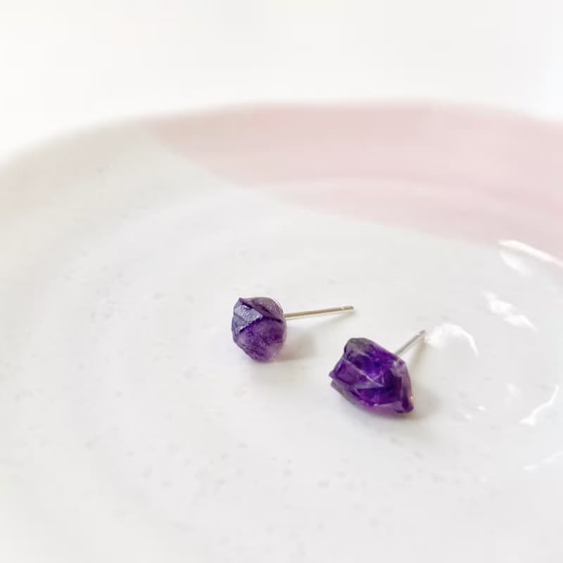 / 小金平 / 紫水晶925純銀原石耳環