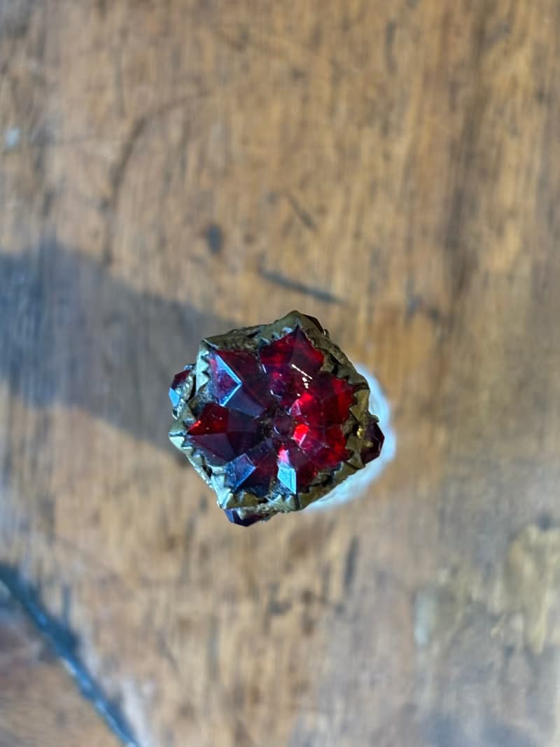 復古捷克雕花水晶玻璃配紅寶石香水瓶 - 附水晶玻璃滴管