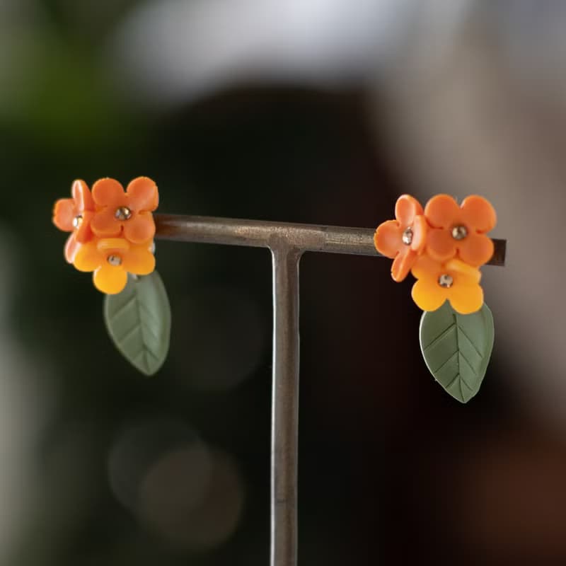 桂花 軟陶耳環 / 耳夾