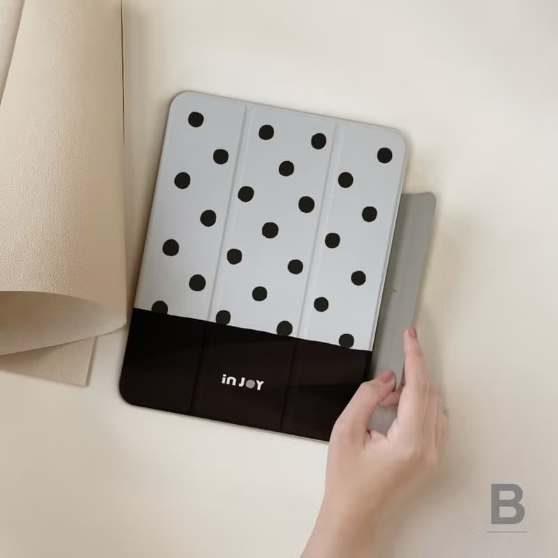iPad case 12.9/Air5/iPad 9/mini 7 法式點點 附筆槽平板保護套