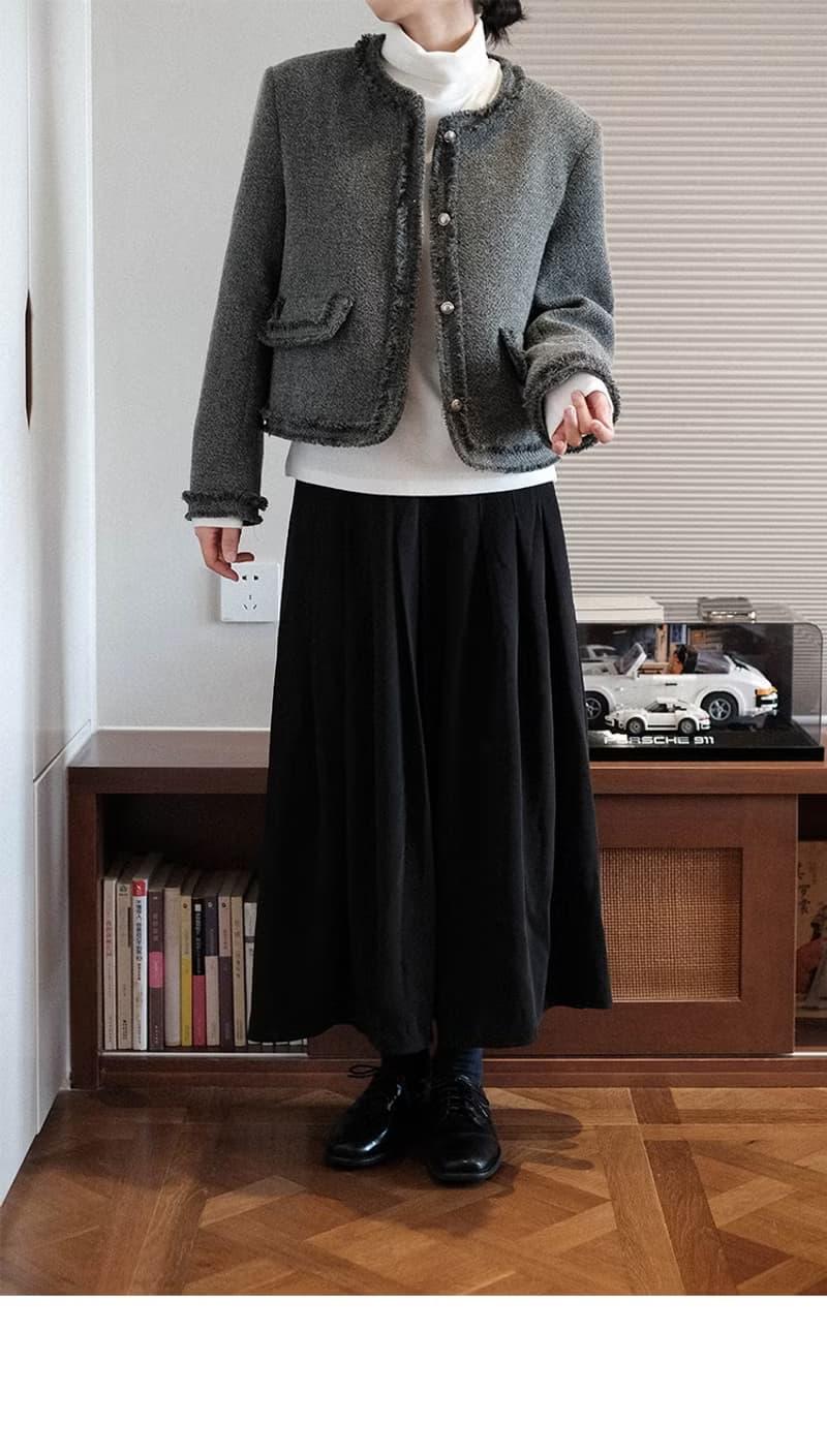 純色小香風 秋冬羊毛短款外套夾克衫女