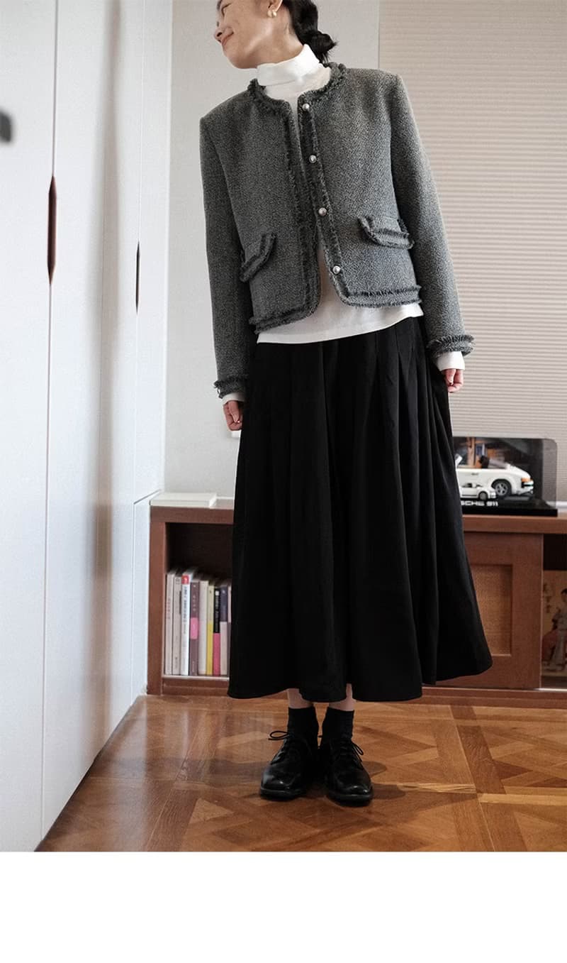 純色小香風 秋冬羊毛短款外套夾克衫女