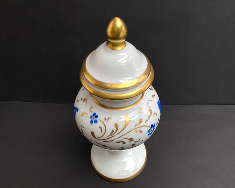 Vintage Porcelain Vase Miniature Urn With Lid France 1960