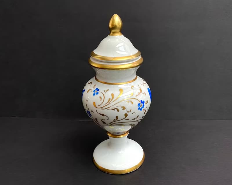 Vintage Porcelain Vase Miniature Urn With Lid France 1960
