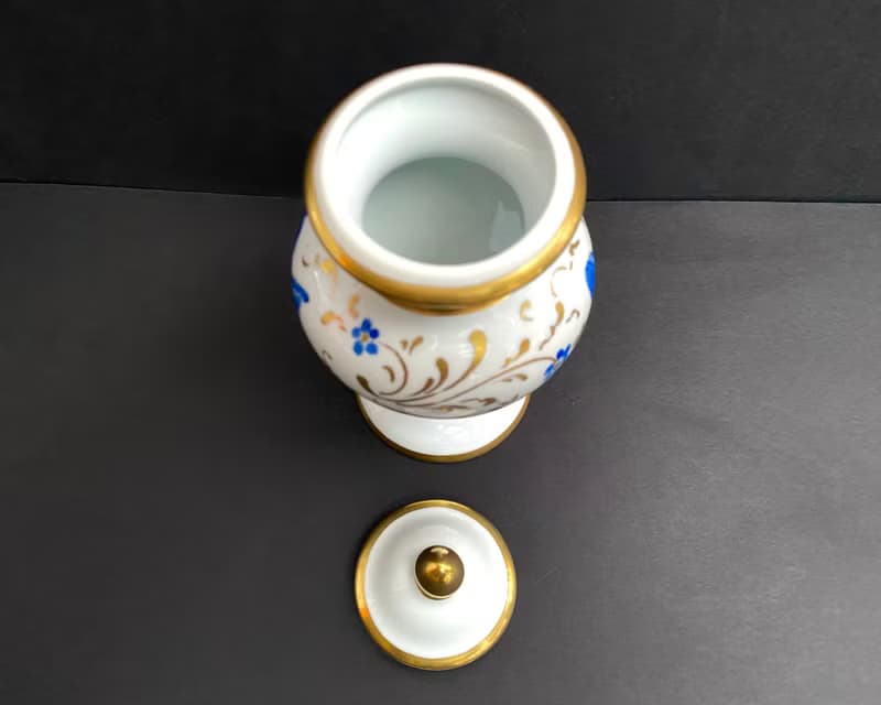 Vintage Porcelain Vase Miniature Urn With Lid France 1960