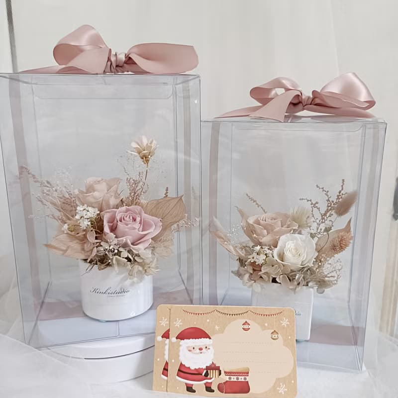 奶茶粉玫瑰盆花|結婚捧花永生乾燥花畢業謝師禮物生日畢業禮物4