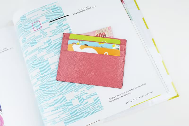 Coral Pink Cow Leather Card Holder