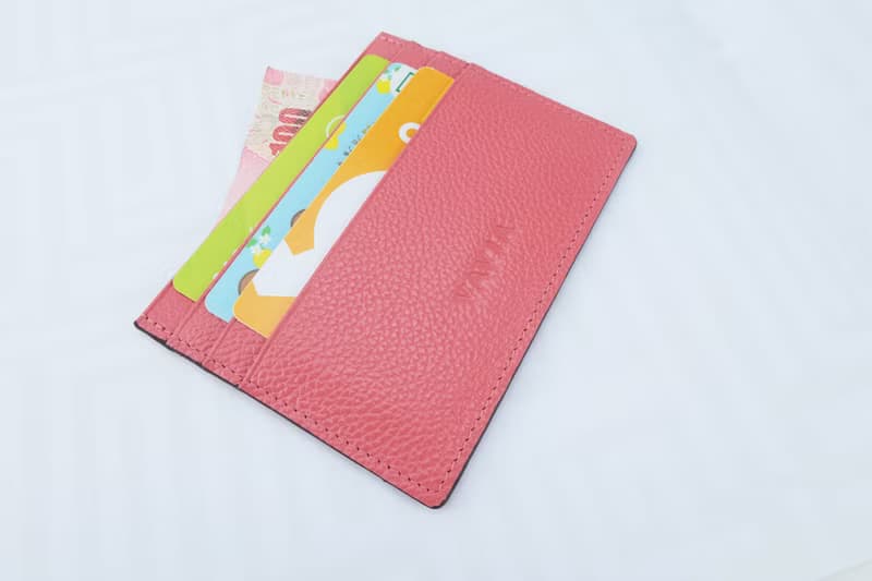 Coral Pink Cow Leather Card Holder