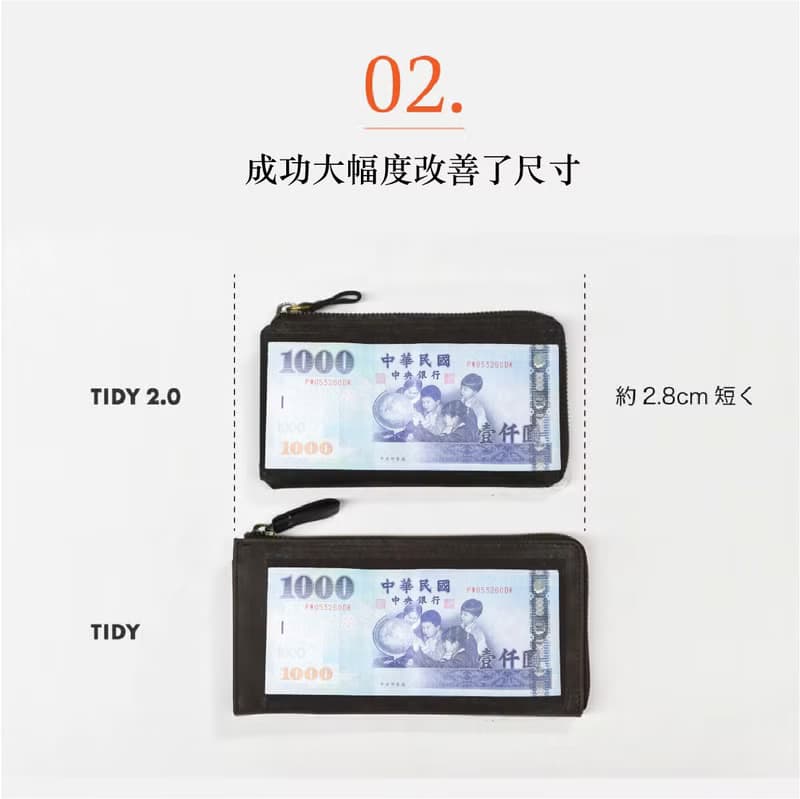 日本設計 TIDY2.0 超輕薄小長夾 可收納鑰匙 午夜藍