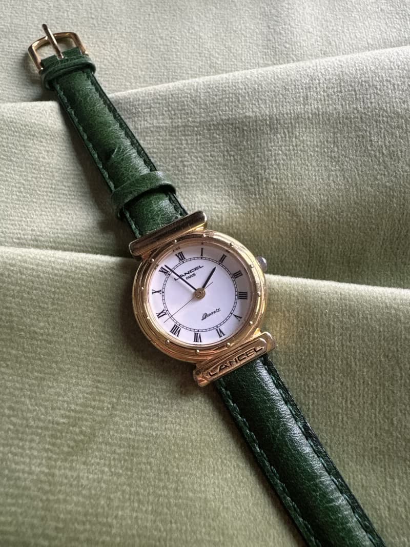 中古正品 法國 Lancel 石英手錶 皮革錶帶 日本製 禮物 古董錶
