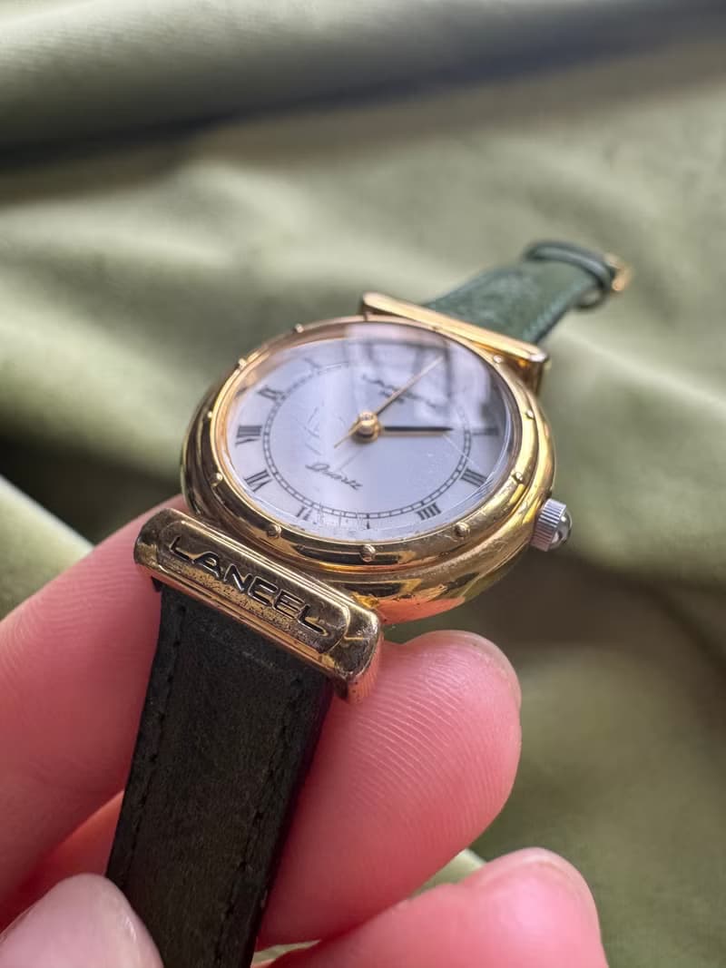 中古正品 法國 Lancel 石英手錶 皮革錶帶 日本製 禮物 古董錶