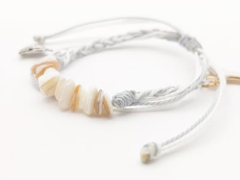 波希米亞 手工編織手環 鯨魚尾+海龜 天然白貝殼防水手鍊