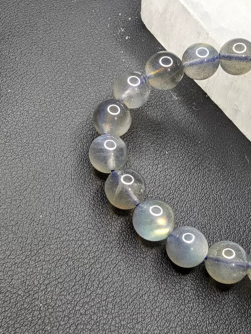 【訂製品】彩光 拉長石 灰月光石 6-10mm 手串 手鍊 天然水晶