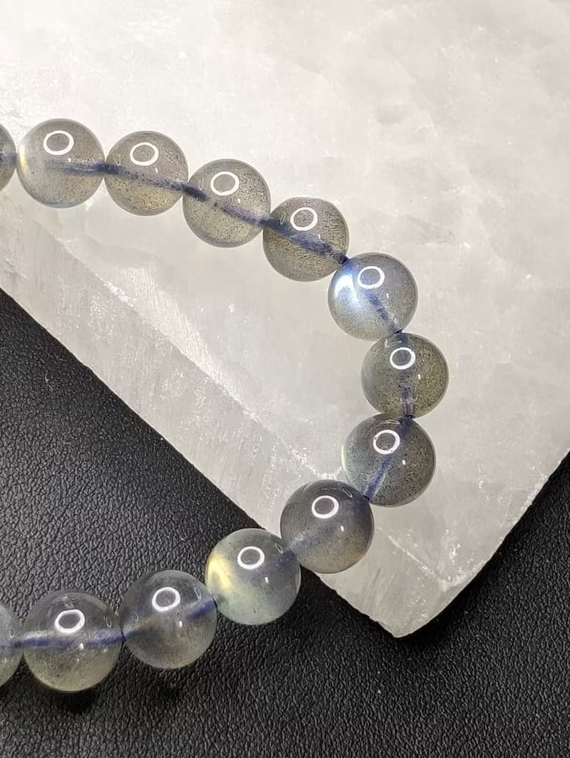 【訂製品】彩光 拉長石 灰月光石 6-10mm 手串 手鍊 天然水晶